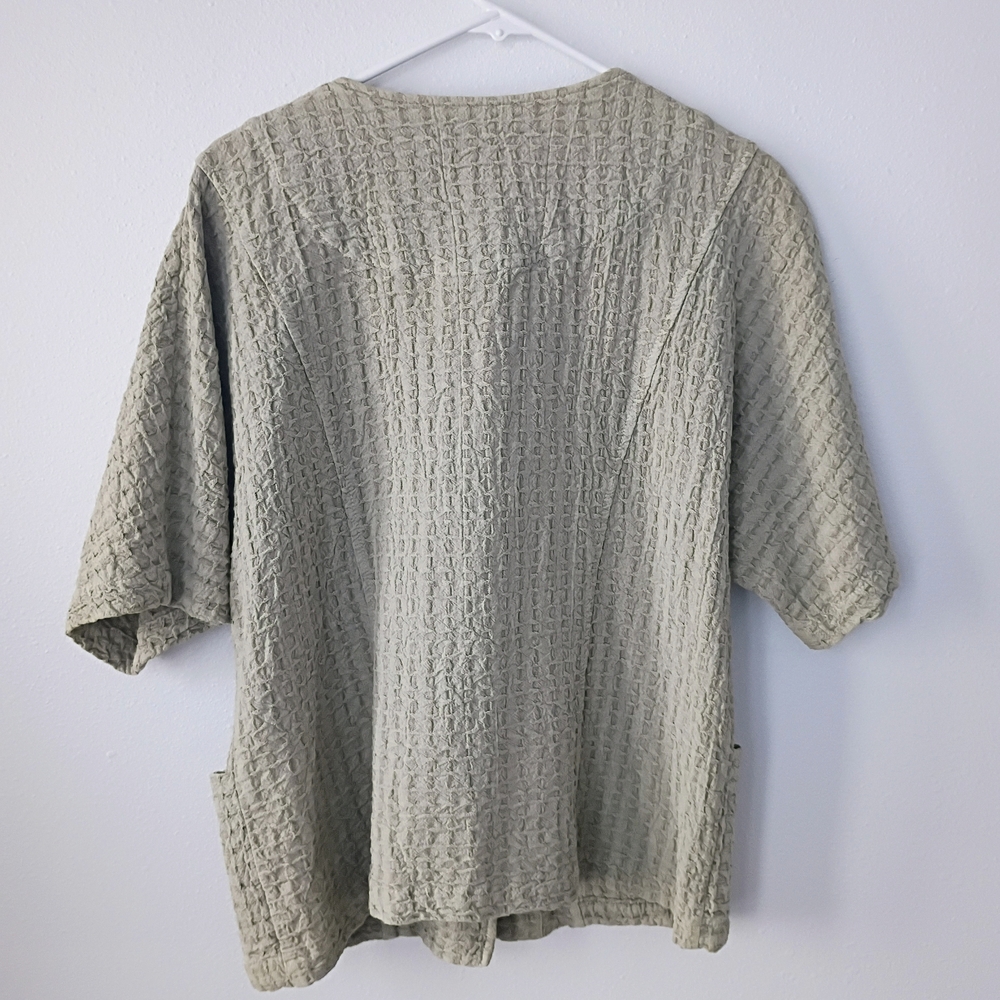 Focus 100% Cotton Crinkle Textured Button Front Jacket Natural Minimalist Coasta - Picture 6 of 7